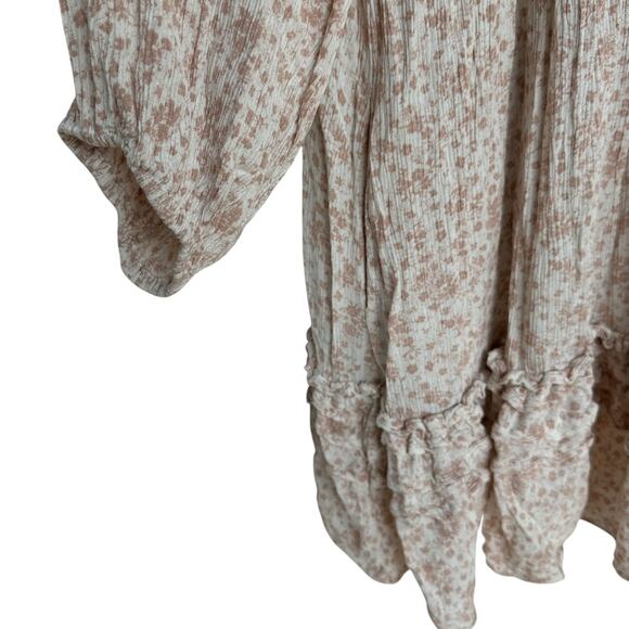 Olivaceous Tunic Floral White Mauve Pink Button Up Ruffles Women's Size Large - Picture 7 of 11